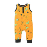 Adorable Dinosaur Printed Sleeveless Baby Rompers for Summer