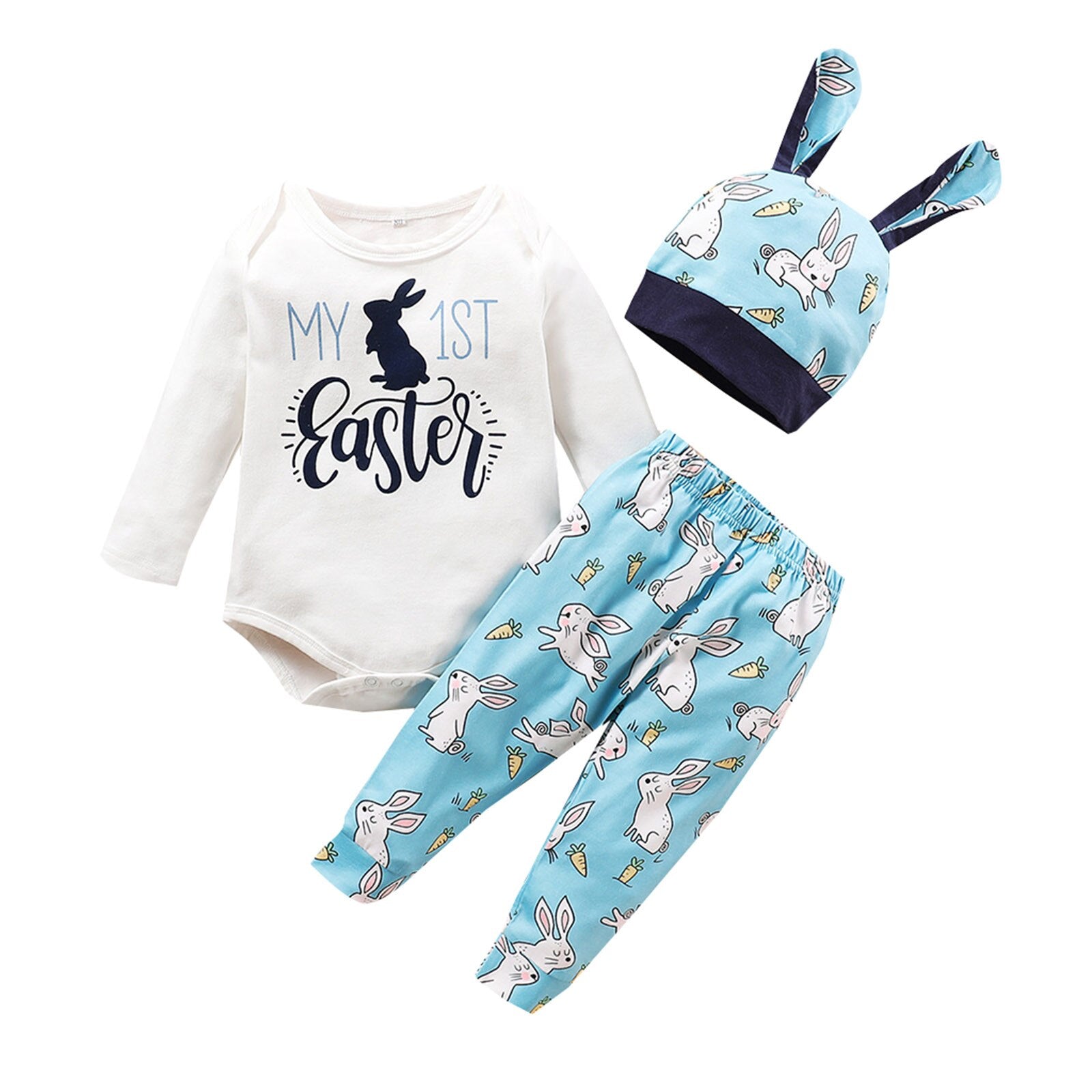 Adorable 3pcs Baby Boys and Girls Clothes Sets with Cute Cartoon Rabbit Prints