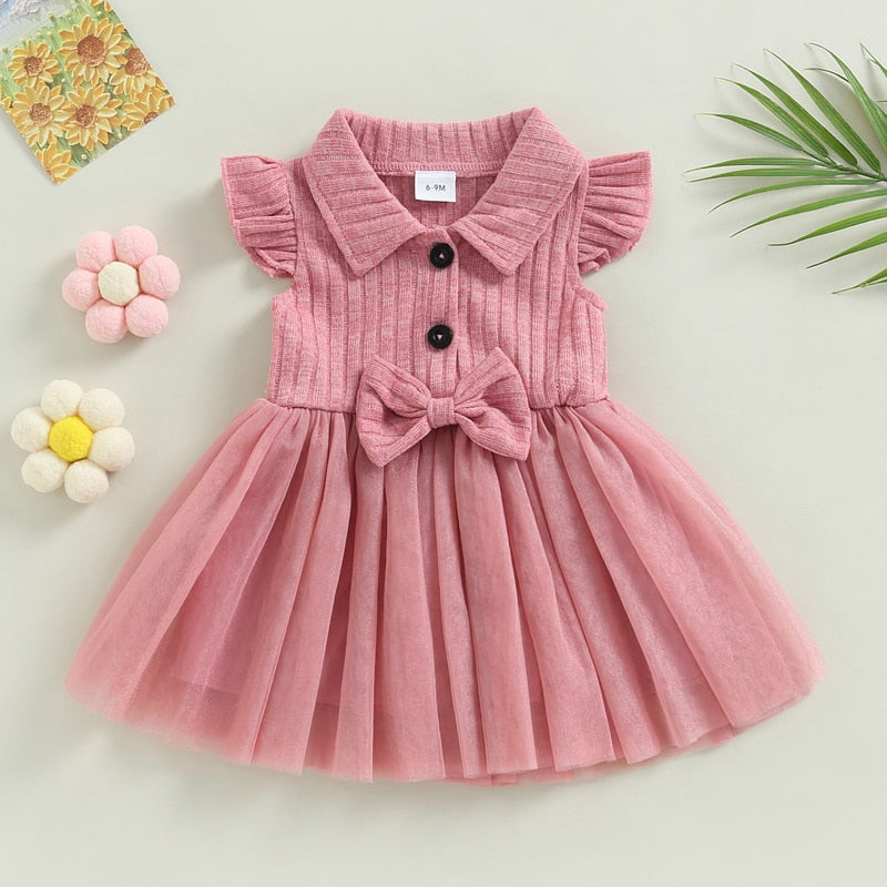 Baby Girls Princess Party Dress with Tulle Tutu and Bow