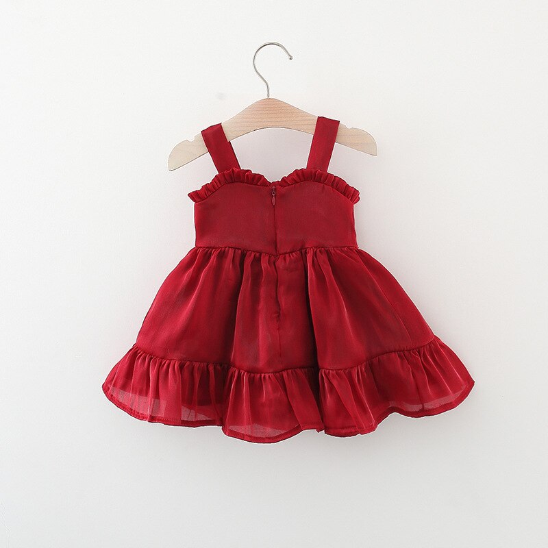 Summer Baby Girl Fashion Birthday Party Dress with Mesh and Bow