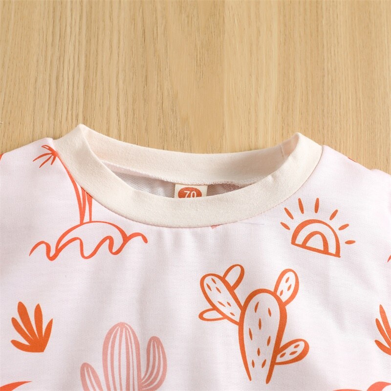 Adorable Autumn Baby Clothes Sets for Girls with Cactus and Flower Prints