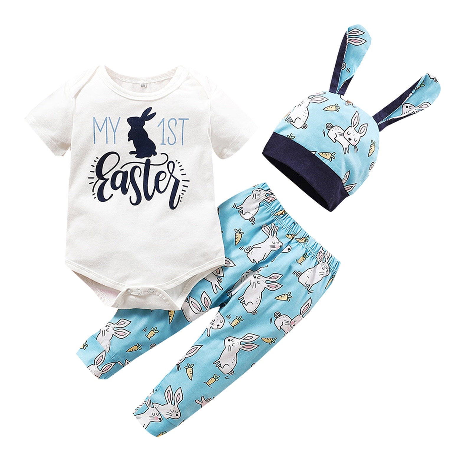 Adorable 3pcs Baby Boys and Girls Clothes Sets with Cute Cartoon Rabbit Prints