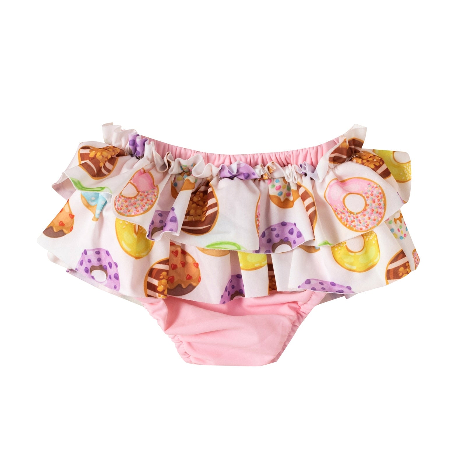 Toddler Girls Donut Print One Shoulder Bikini Swimsuit Set