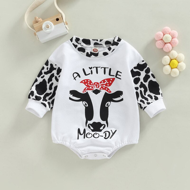 Cute Cow Print Rompers for Newborn Baby Boys and Girls