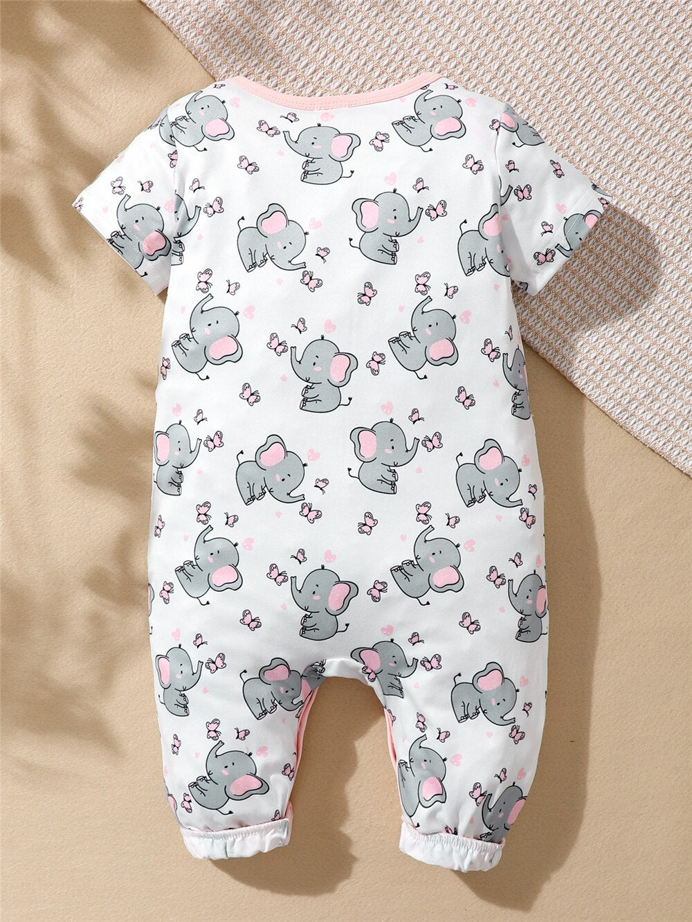 Adorable Elephant Print Romper for Newborn Girls