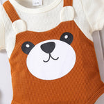 Baby Bear Graphic Waffle Knit Bodysuit and Hat 2-piece Set - Babbez