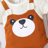 Baby Bear Graphic Waffle Knit Bodysuit and Hat 2-piece Set - Babbez