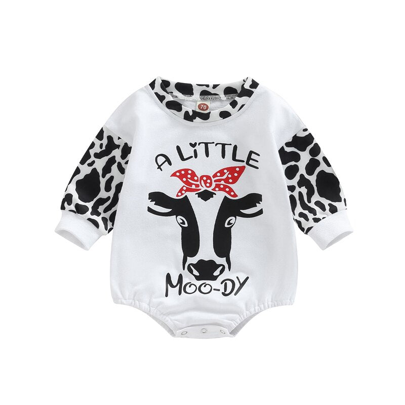 Adorable Cow Print Patchwork Rompers for Newborn Baby Boys and Girls