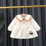 Sweet Winter Baby Girl Dress Set with Lapel Collar and Cotton Fabric