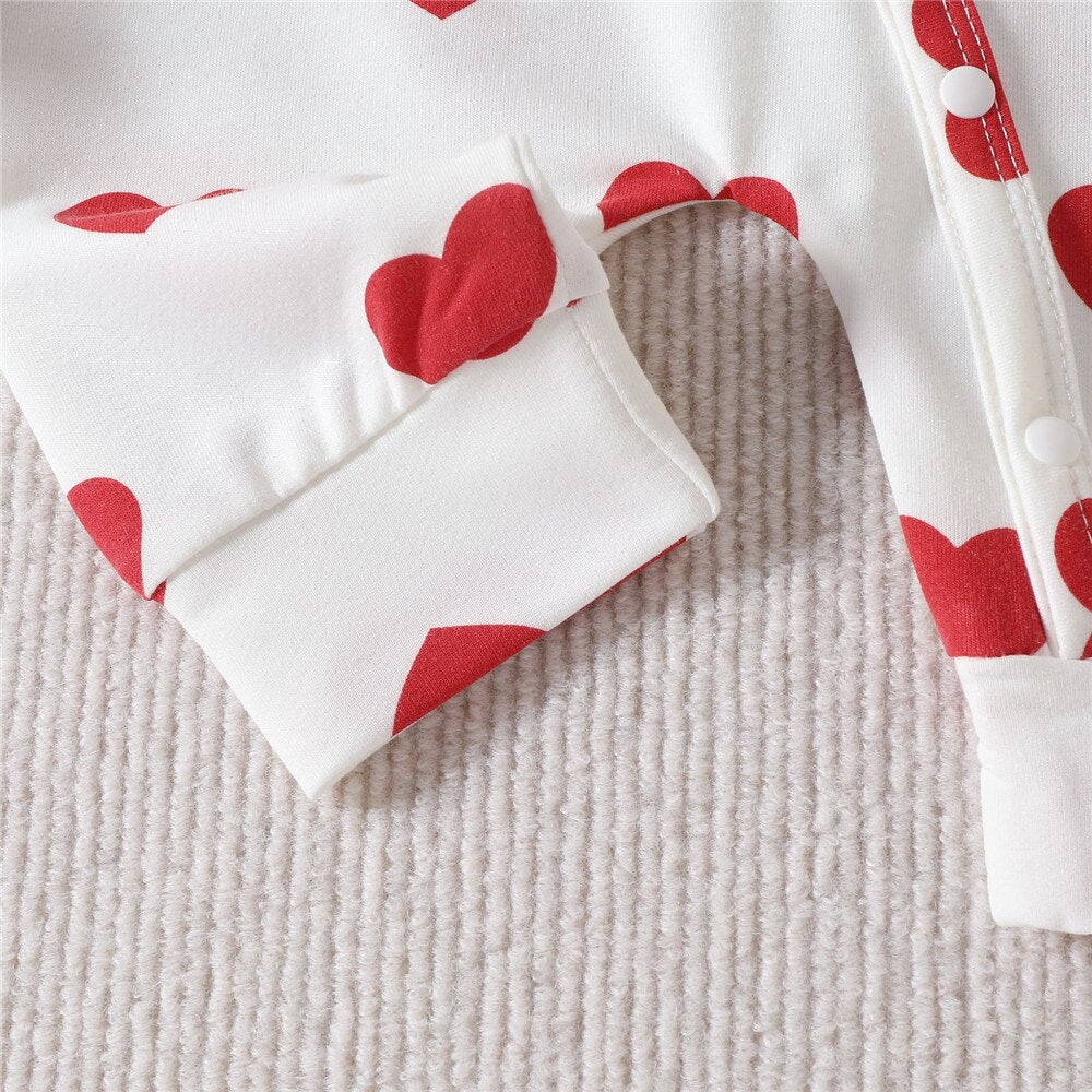 Adorable Heart Print Baby Rompers for Valentine's Day