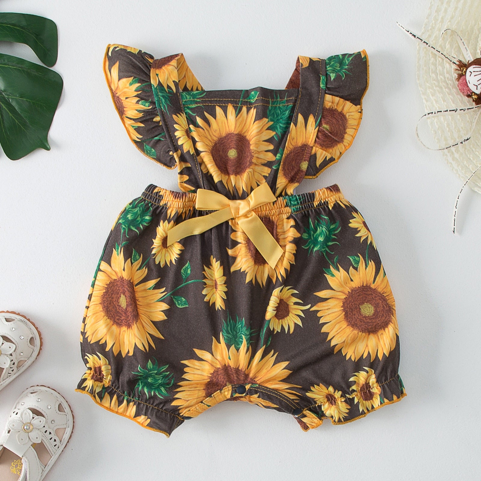 Stylish Sunflower Sleeveless Romper for Toddler Girls: Perfect for Summer