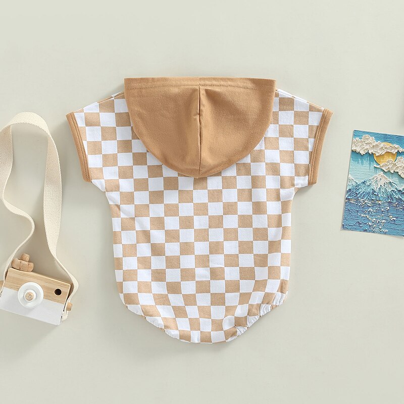 Stylish Checkerboard Print Bodysuits for Baby Boys - Babbez