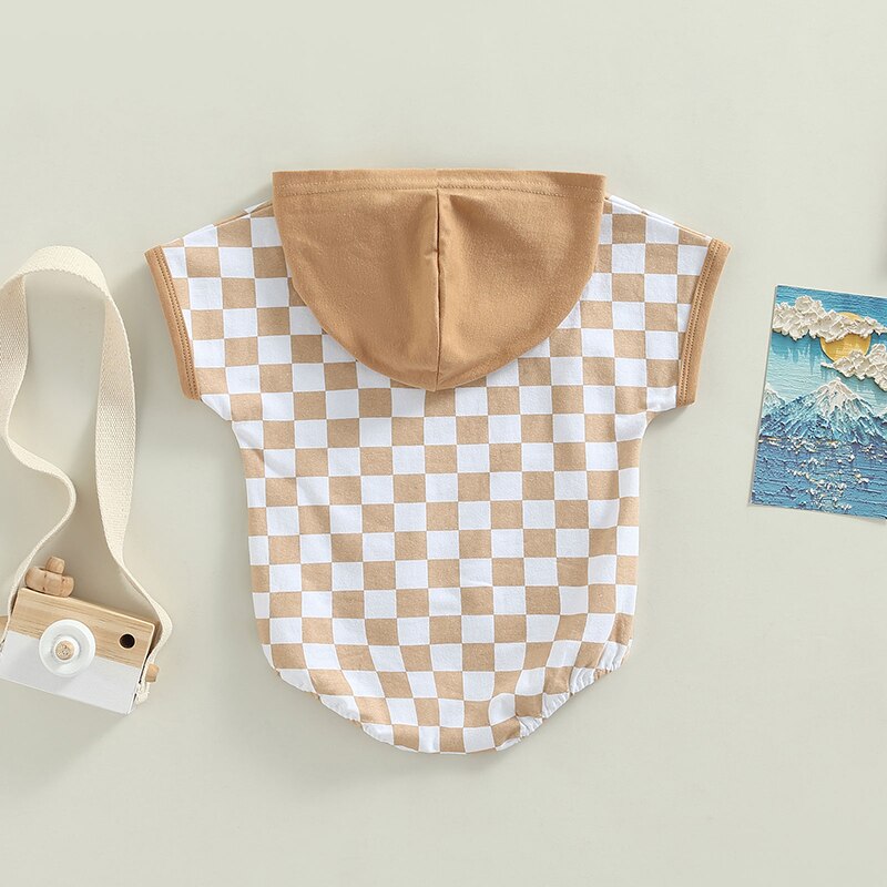 Stylish Checkerboard Print Bodysuits for Baby Boys