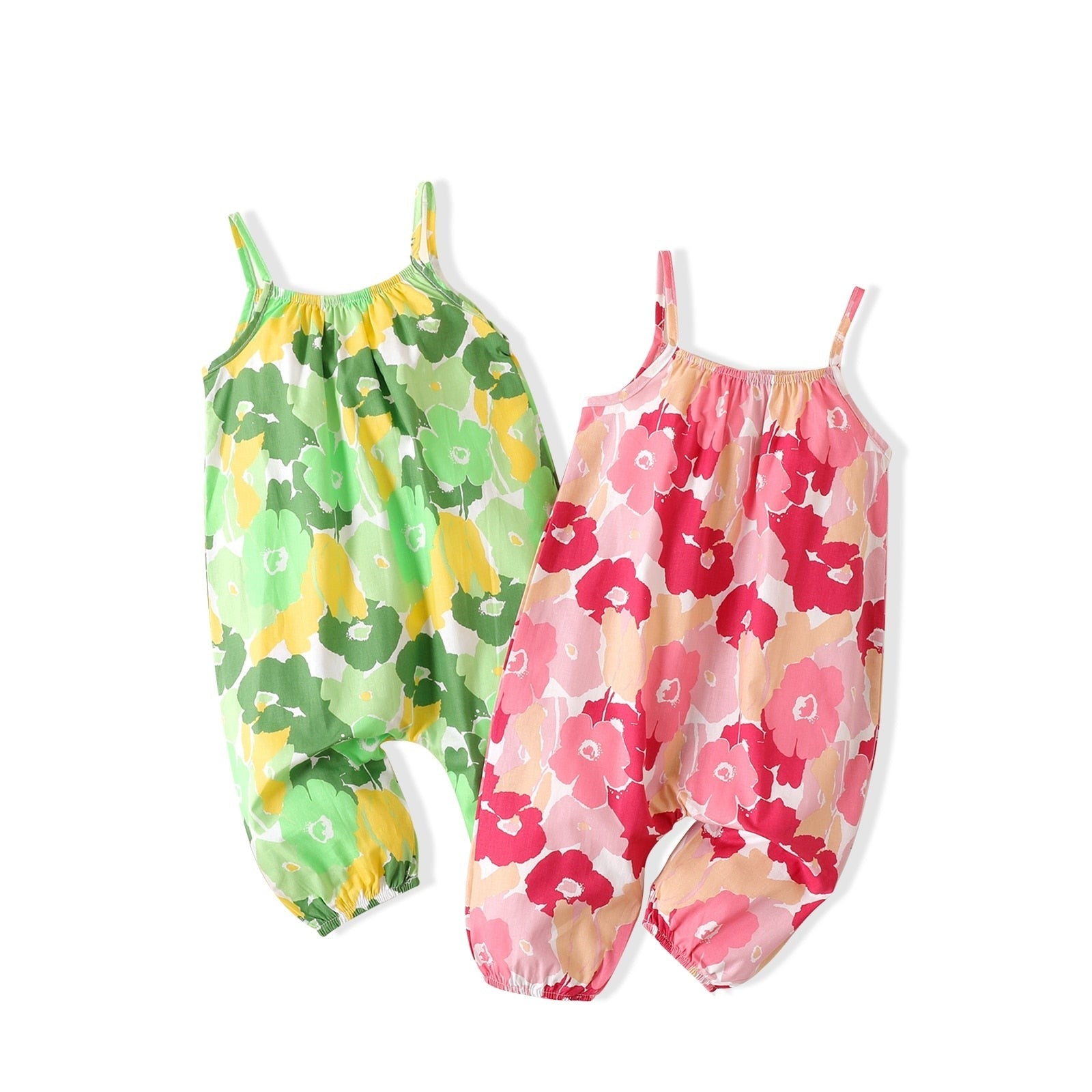 Floral Print Cami Sleeveless Bowknot Romper for Baby Girls