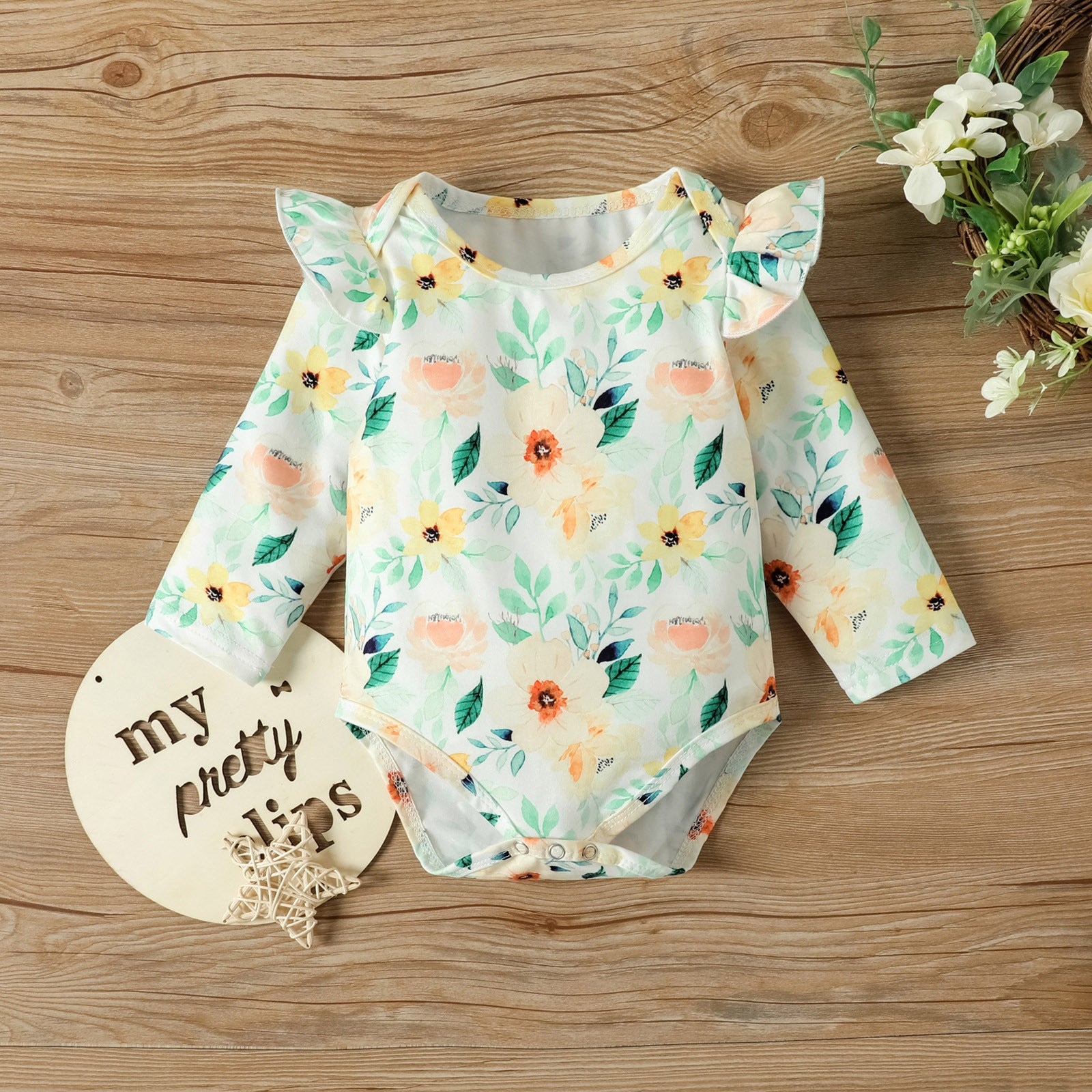 Vintage Floral Baby Girl Clothes Set - Long Sleeve Romper and Skirts Overalls Outfits for Newborn Infants