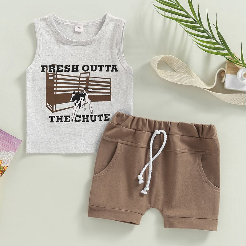Summer Newborn Infant Baby Boys Clothes Sets with Cartoon Animal Print