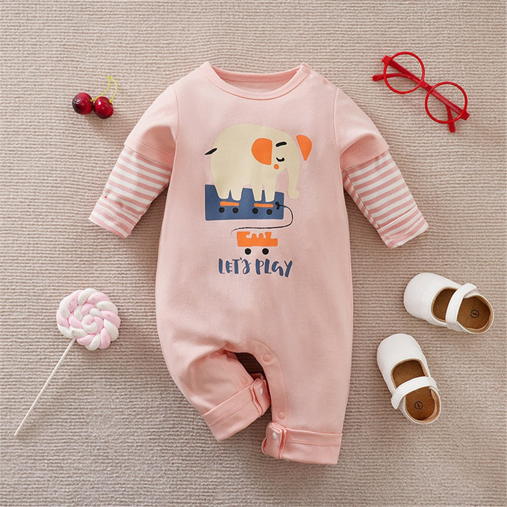 Cute Pink Rabbit Overalls for Newborn Girls - Perfect for Sweet and Comfortable Infant Sleepwear