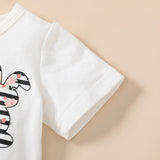 Summer Newborn Baby Girls Independence Day Clothes Sets Rabbit Letter Print Short Sleeve Tassels T-shirts+Shorts Casual Outfits