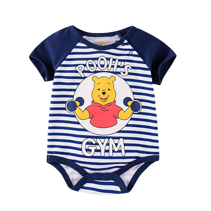 Cartoon Winnie The Pooh Costume Baby Summer Rompers Short Sleeve Clothes Cotton Girls Kids Jumpsuit Boys Newborn Toddler Outfits