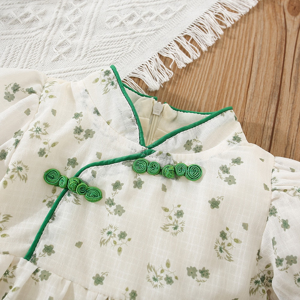 Chinese Style Baby Girl Flower Dress for Summer