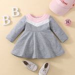 Autumn Baby Girls Cute Dress - Long Sleeve Patchwork A-line - Babbez