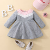 Autumn Baby Girls Cute Dress - Long Sleeve Patchwork A-line - Babbez