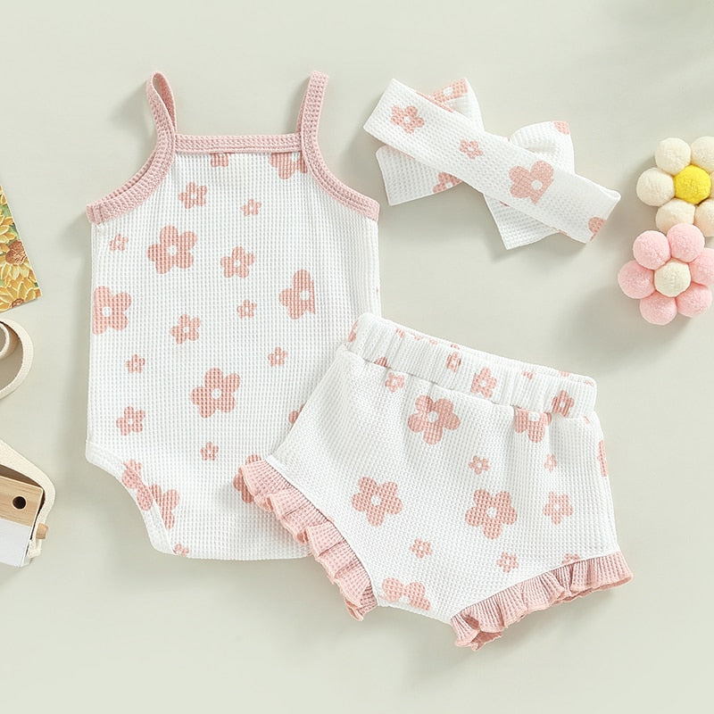 Summer Floral Baby Girl Clothes Set