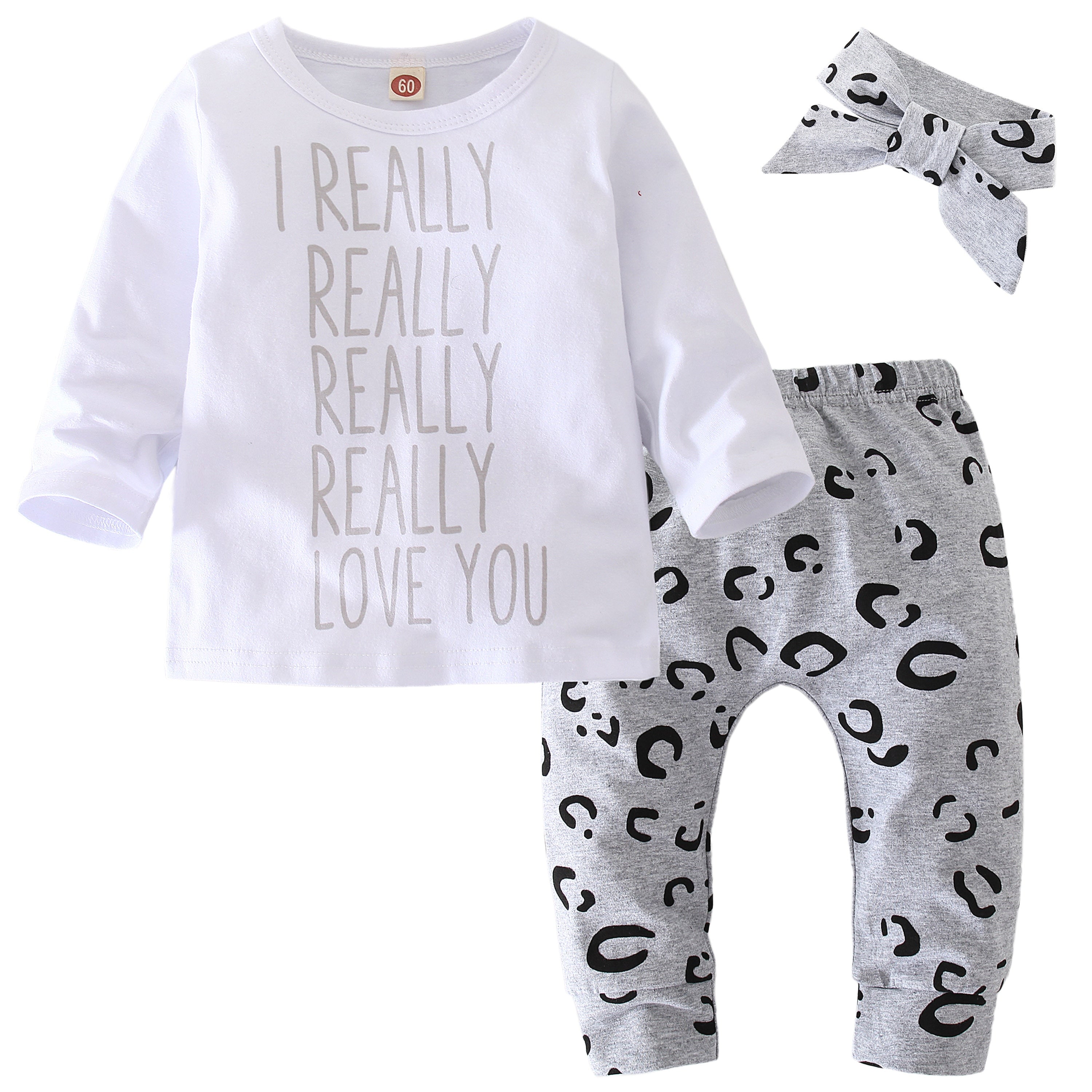 Adorable Animal Print Newborn Baby Girl Clothes Set