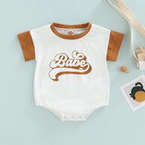 Newborn Baby Boys Summer Rompers with Contrast Color and Letter Prints - Babbez