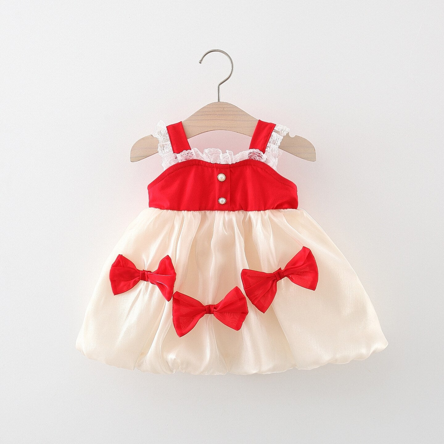Cartoon Bear Baby Girl Costume Lantern Sleeves Fashion Sweet Birthday Party Wedding Evening Dress Breathable Children's Clothes