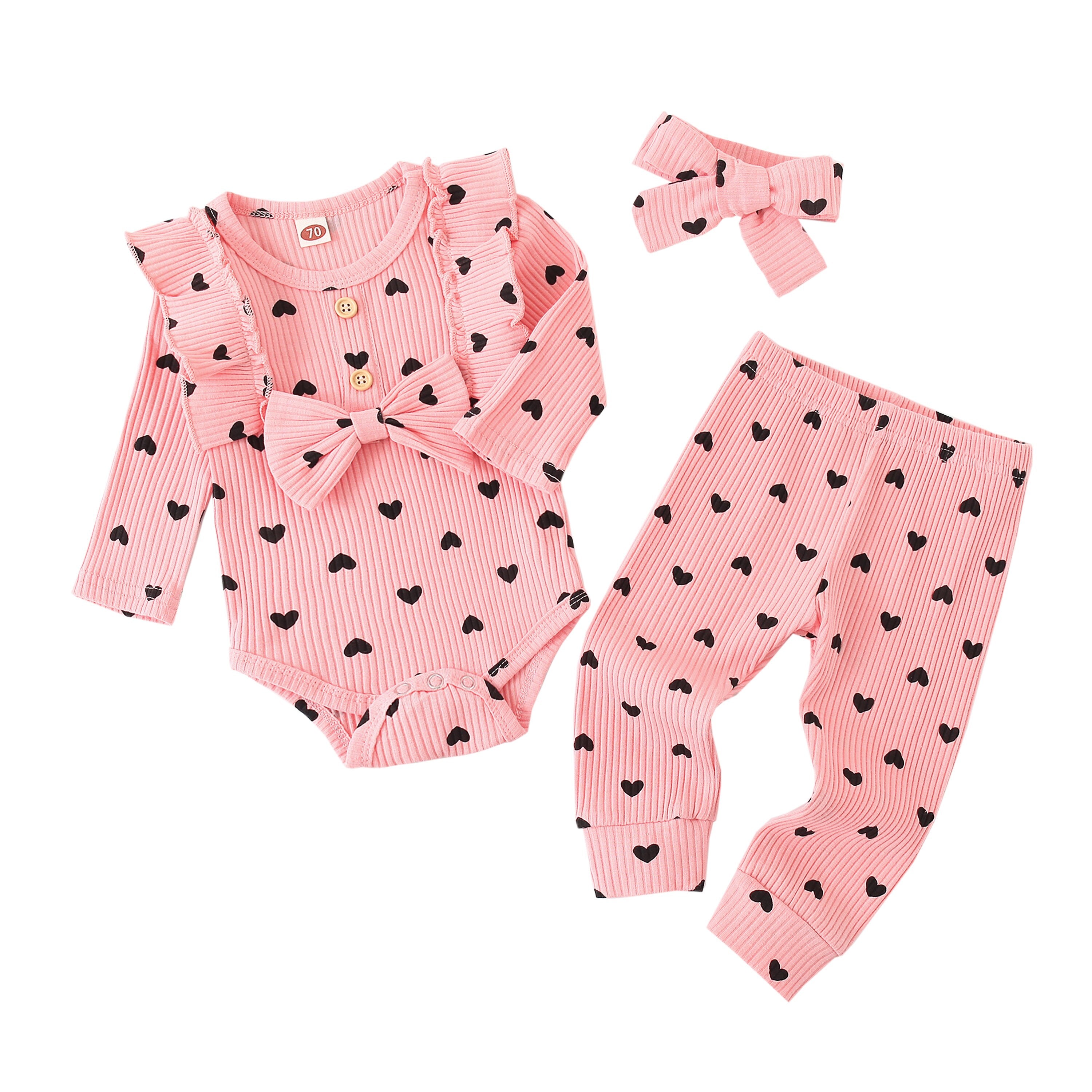 Adorable Newborn Baby Girl Clothes Set with Ruffled Romper and Insect Print Top