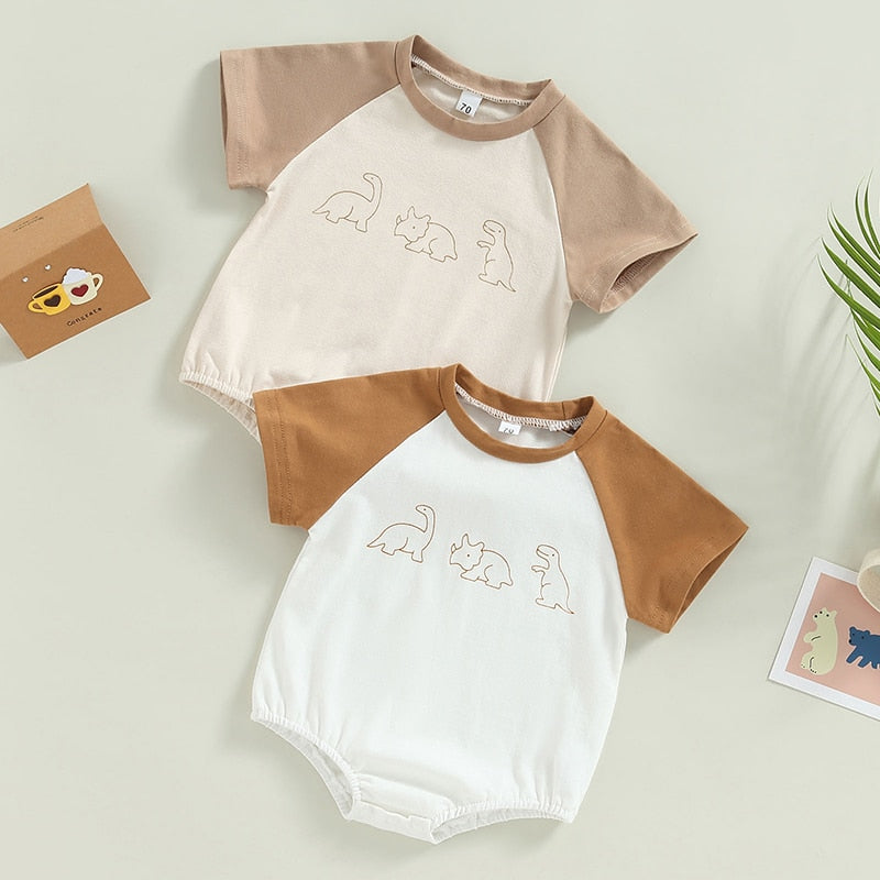 Adorable Summer Cotton Rompers for Newborn Baby Boys and Girls with Cute Dinosaur Print