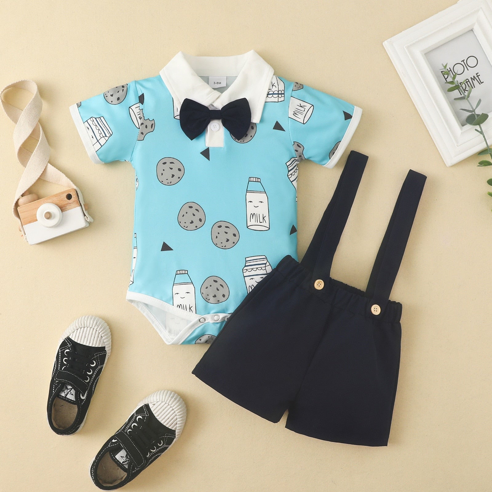 Stylish Baby Boy Clothes for Summer - Gentleman Suit Romper and Shorts Set with Bow Tie