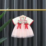 Vintage Chinese Embroidered Baby Party Mesh Dress for Girls - Babbez