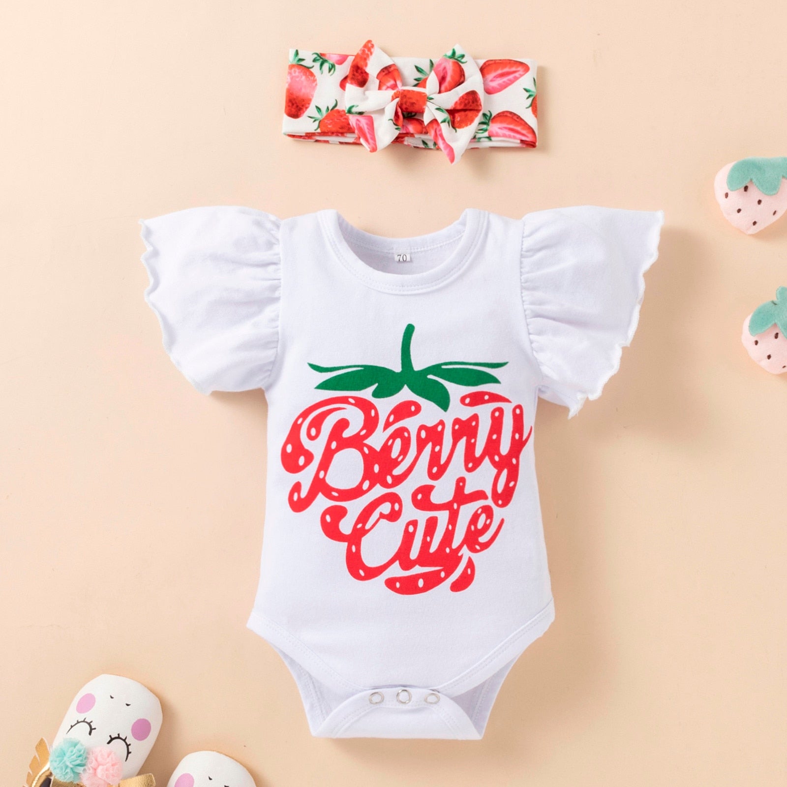 Cute 3-Piece Infant Outfits with Short Sleeve Bodysuit, Floral Shorts, and Headband for Newborn Boys and Girls