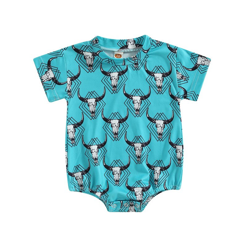 Infant Baby Boy Girls Cute Cow Print Romper with Crotch Buttons