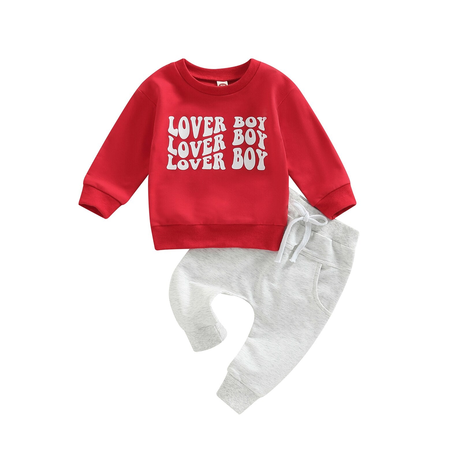 Upgrade Your Little Boy's Spring Wardrobe with This Adorable Letter Cow Head Print Sweatshirt and Trousers Set
