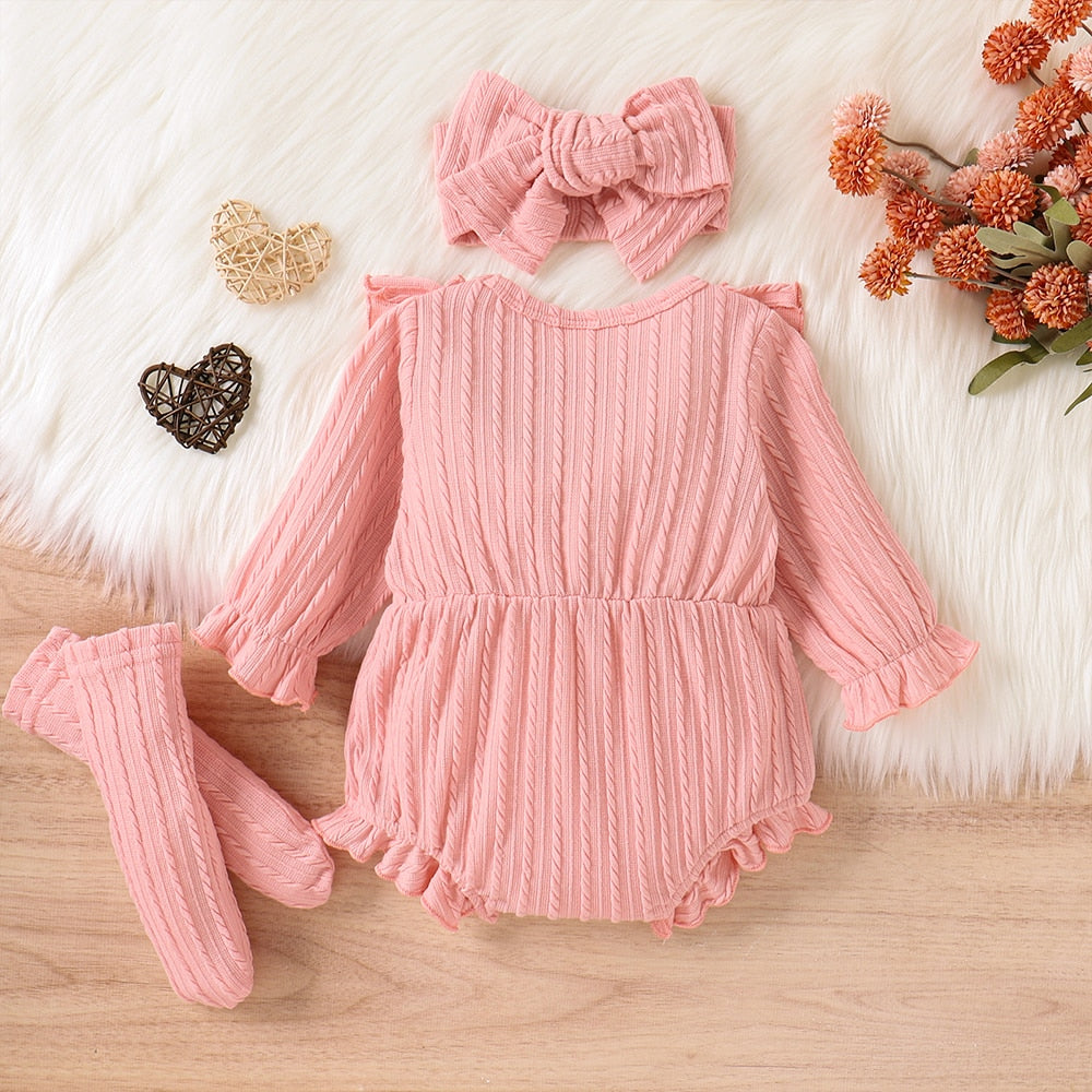 Cute and Comfortable 3-Piece Newborn Baby Girls Outfit