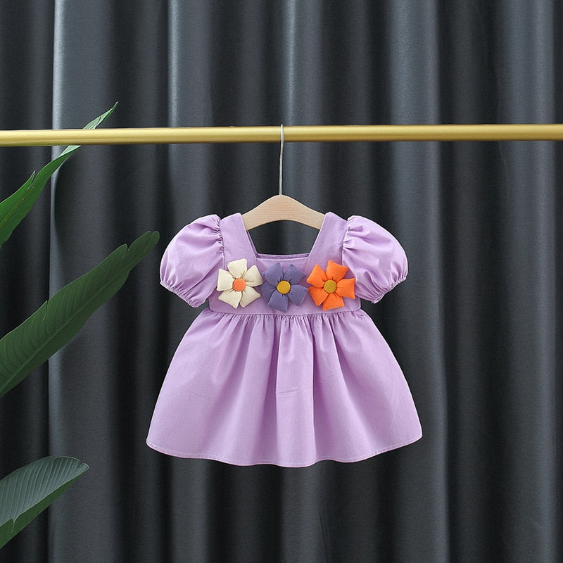 Adorable Summer Baby Girl Puff Sleeve Party Dress