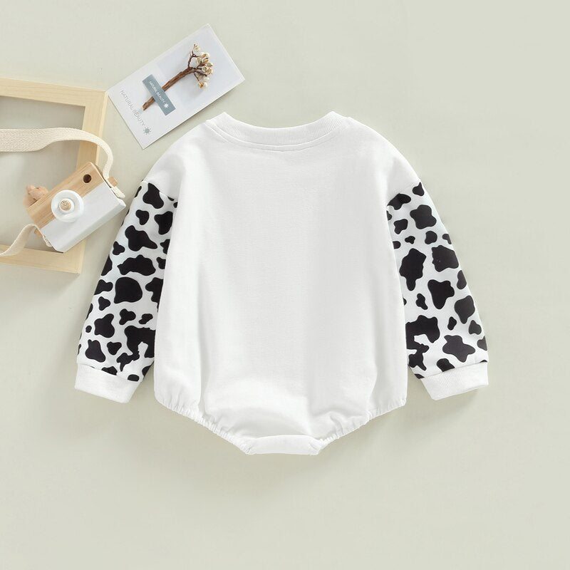 Lovely Cow Print Newborn Baby Jumpsuits for Autumn