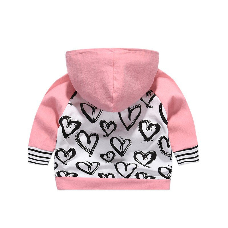 Adorable Baby Girl Clothing Set with Hand-Painted Heart Hoodie and Pants