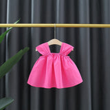 Summer Simple Solid Color Flower Dress for Baby Girls