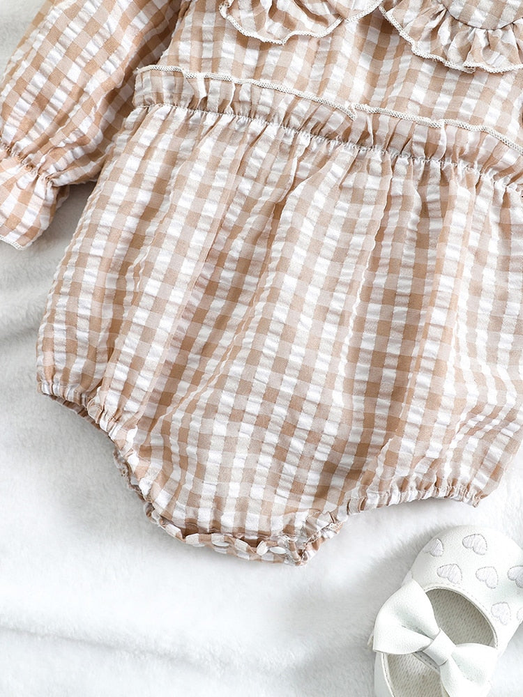 Adorable Plaid Baby Rompers for Your Little One's Special Occasions | Newborn Girls Clothing 2Pcs Set | Perfect for Kids Toddler Costume and Autumn Infant Outwear