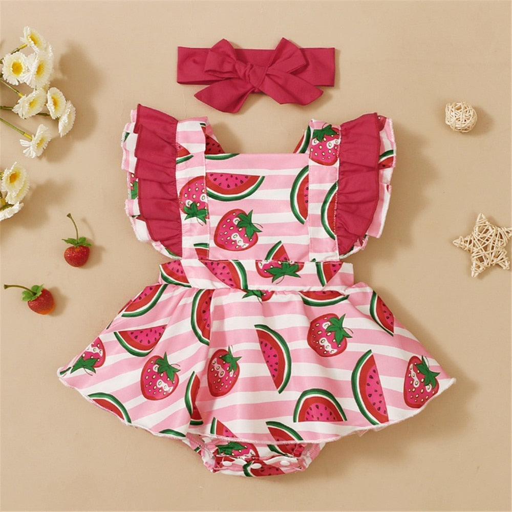 Adorable Valentine's Day Outfit for Baby Girls - Heart Printed Bodysuit Dress and Romper Set