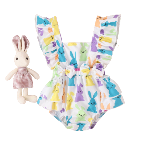 Adorable Easter Toddler Infant Newborn Baby Girls Romper Headbands Sets