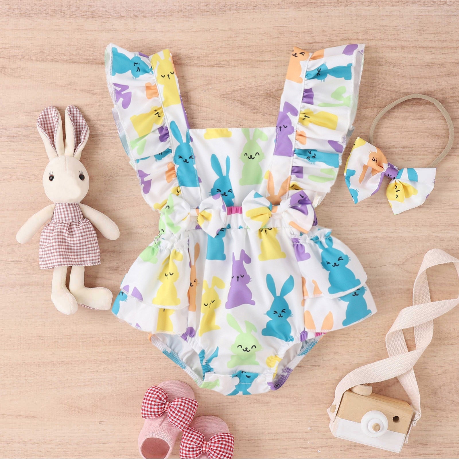 Adorable Easter Toddler Infant Newborn Baby Girls Romper Headbands Sets