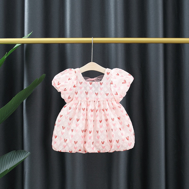 Korean Style Puff Sleeve Toddler Dress for Baby Girl - Sweet Summer Children Clothes Birthday Party Princess Dress