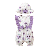 Adorable Baby Girl Summer Outfit: Ruffled Rompers with Bowknots and Sunhat