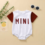Summer Kids Boys Casual Rompers Newborn Infant Girls Letter Print Patchwork Color Romper Jumpsuits Toddler Clothes - Bab