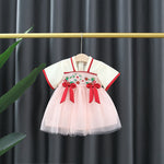 Vintage Chinese Embroidered Baby Party Mesh Dress for Girls - Babbez